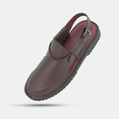 Maroon handmade genuine leather Peshawari with classic style, comfort, and durable everyday wear