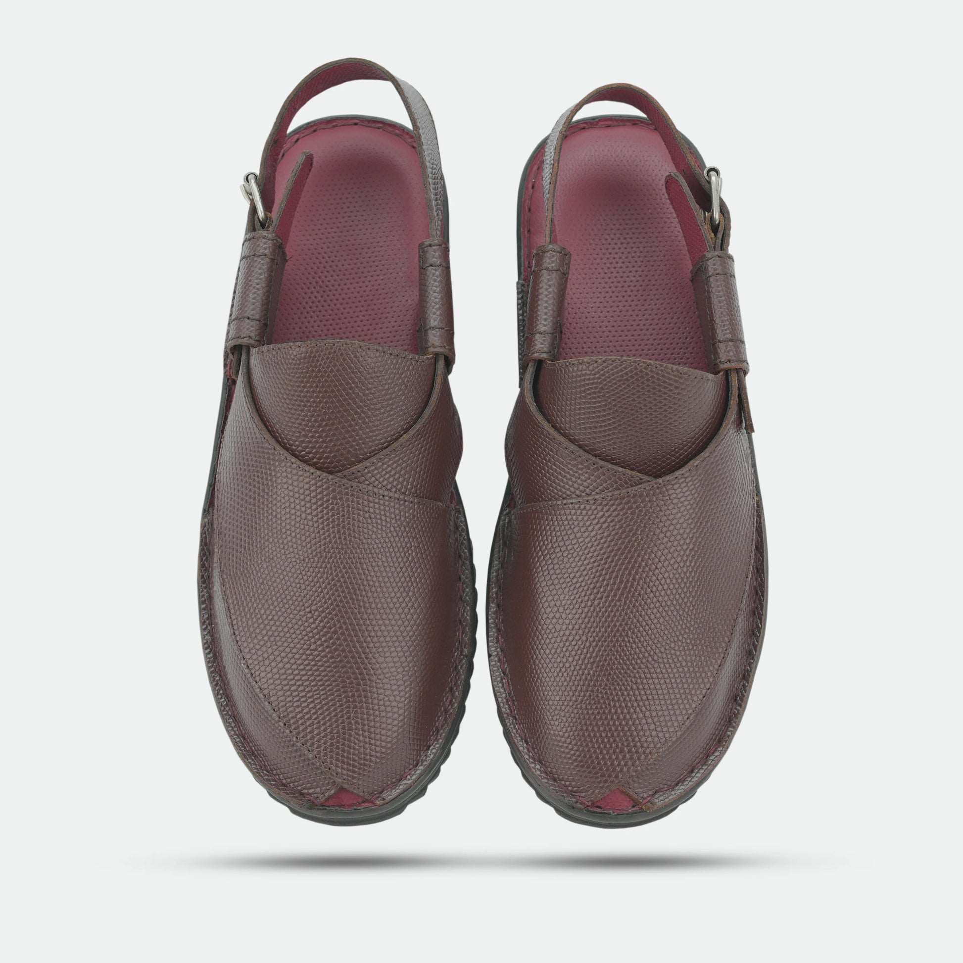 Maroon handmade genuine leather Peshawari with classic style, comfort, and durable everyday wear