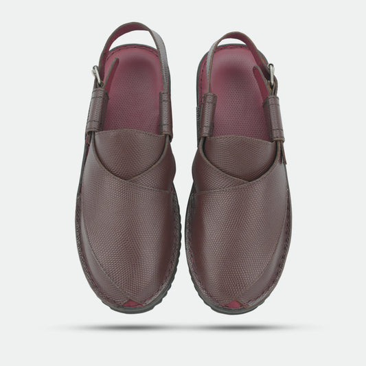 Maroon handmade genuine leather Peshawari with classic style, comfort, and durable everyday wear
