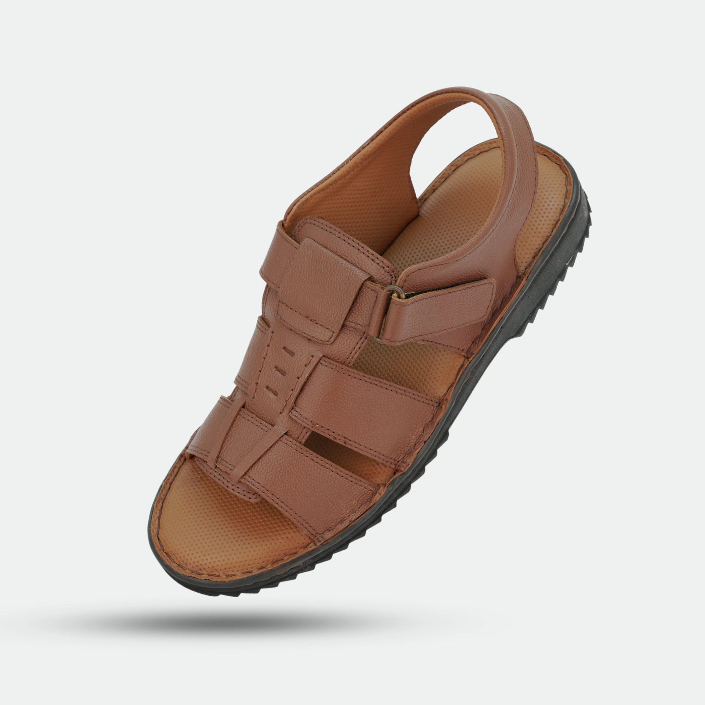 Tan handmade genuine leather sandal offering comfort, durability, and timeless style for everyday and traditional wear