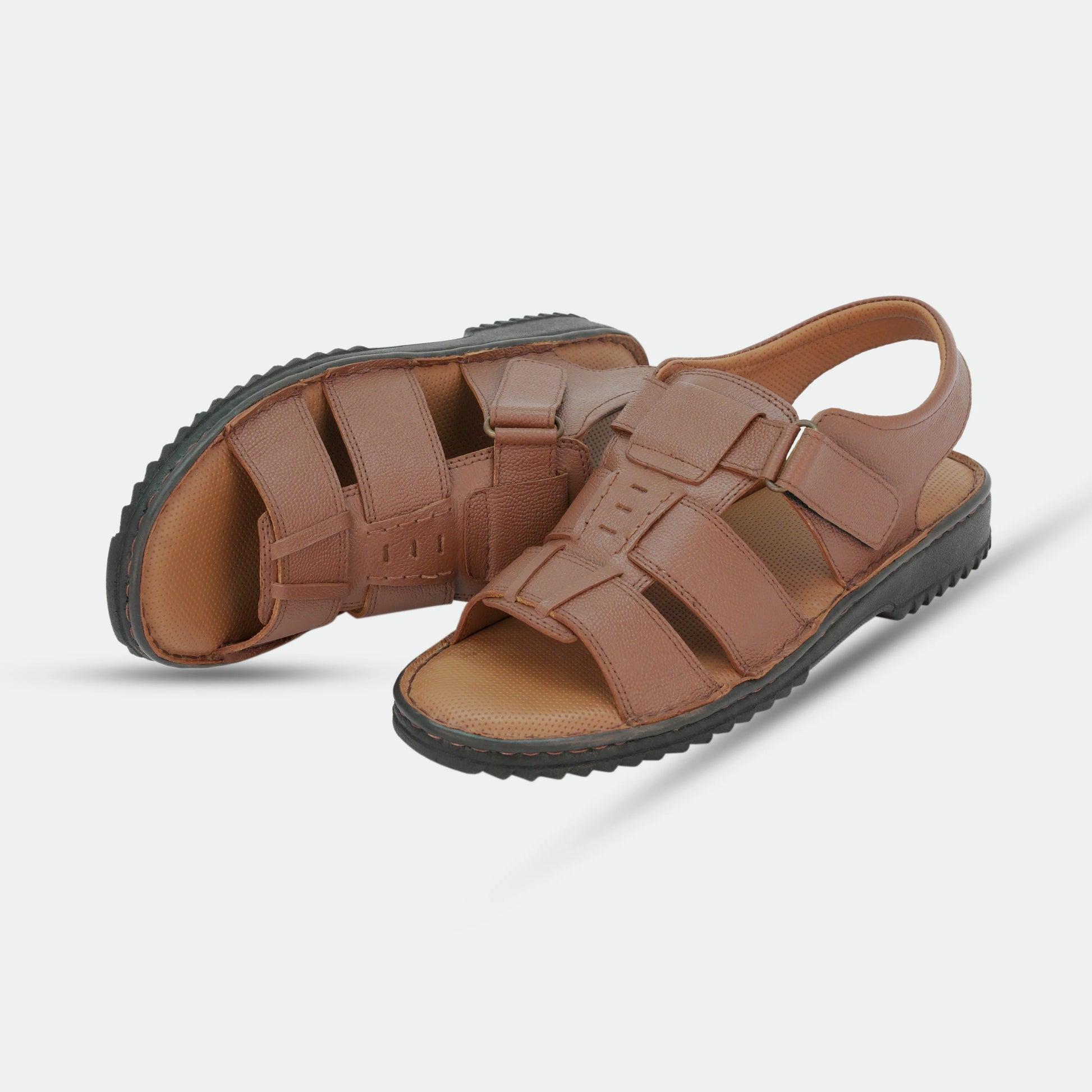 Tan handmade genuine leather sandal offering comfort, durability, and timeless style for everyday and traditional wear