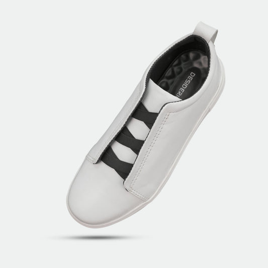 White sheep Hanoi leather shoes with cow leather lining and TPR sole for comfort, support, and durability