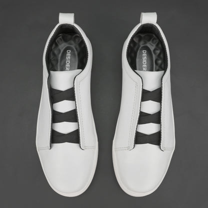 White sheep Hanoi leather shoes with cow leather lining and TPR sole for comfort, support, and durability