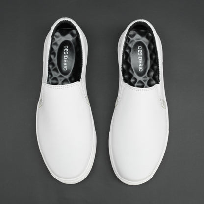 White cow Chelsia leather shoes with sheep leather lining and TPR sole for comfort and durability