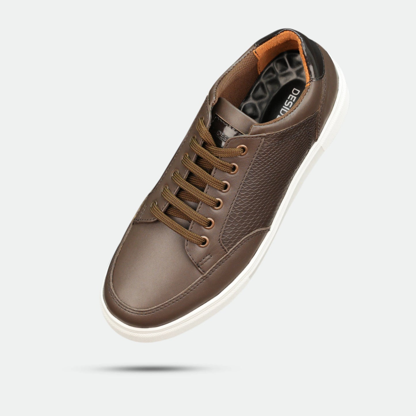 Brown cow baryout printed leather shoes with mesh lining and TPR sole for comfort and durability