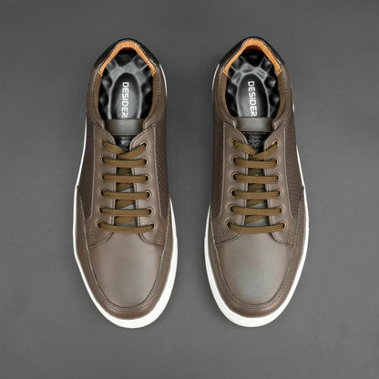 Brown cow baryout printed leather shoes with mesh lining and TPR sole for comfort and durability