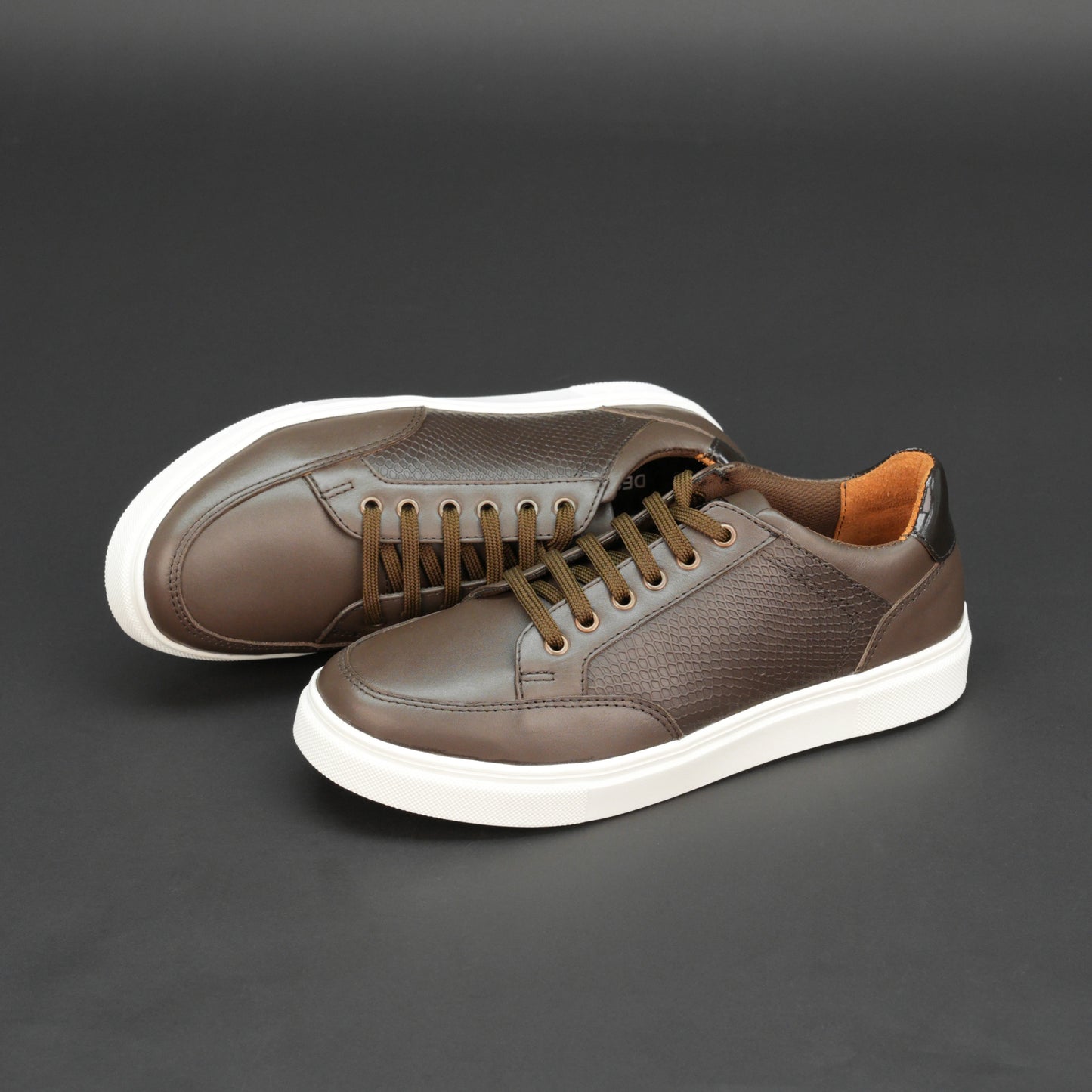 Brown cow baryout printed leather shoes with mesh lining and TPR sole for comfort and durability