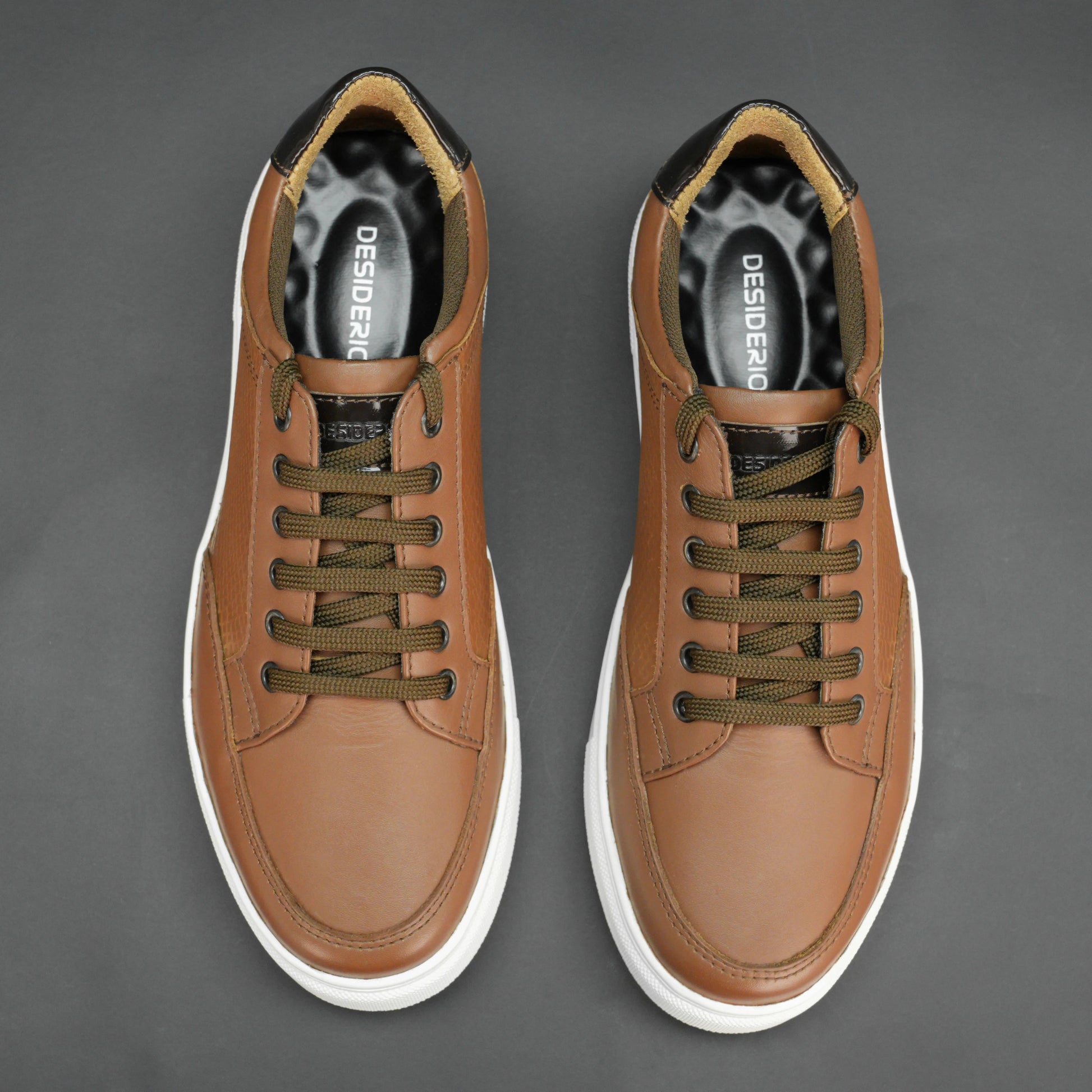 Tan cow baryout printed leather shoes with mesh lining and TPR sole for comfort and durability