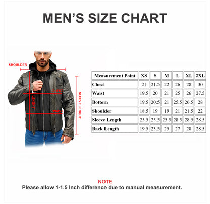 Hooded Real Leather Rubbed Finish Duel Layer Jacket