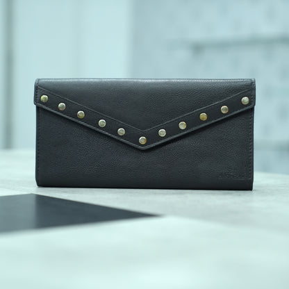 Art: 849 Women's Beige, Black and Pink Button Clutch