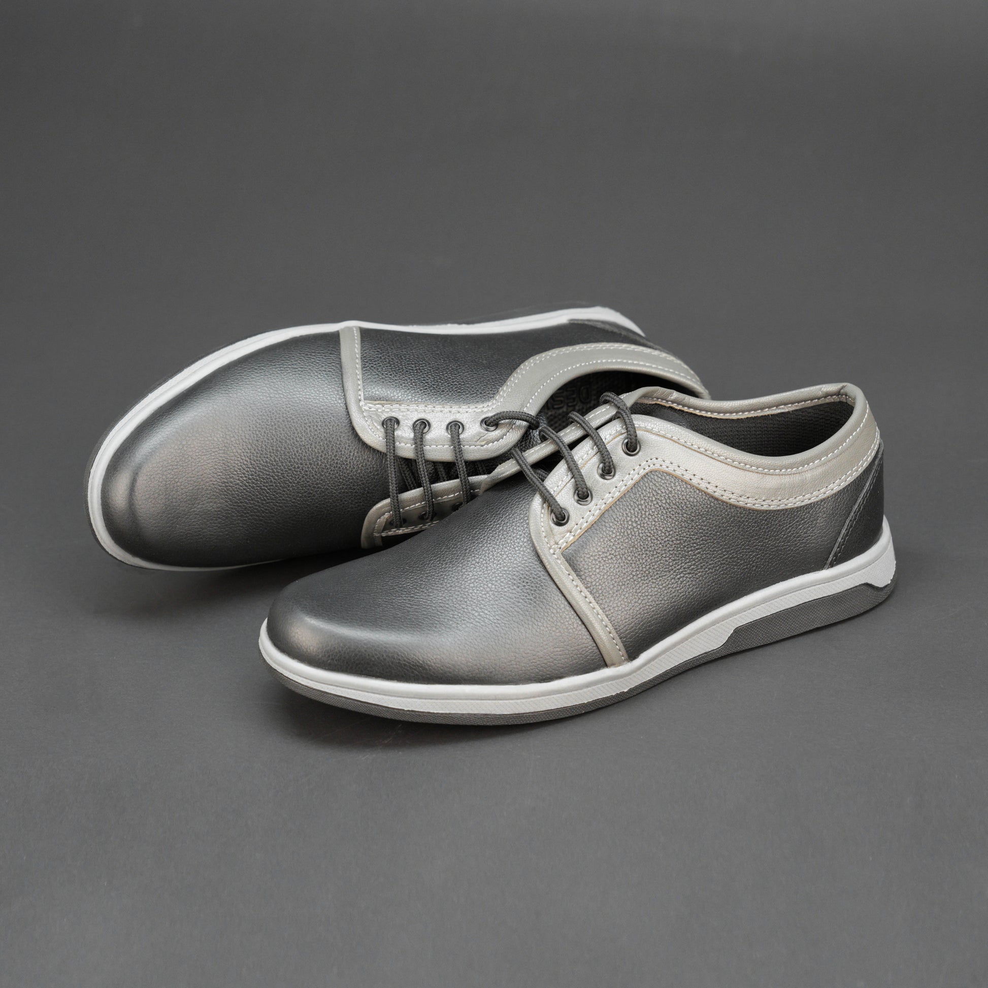 Grey Cow Chalsia leather shoes with breathable mesh lining and durable TPR sole. Perfect for everyday comfort and casual wear