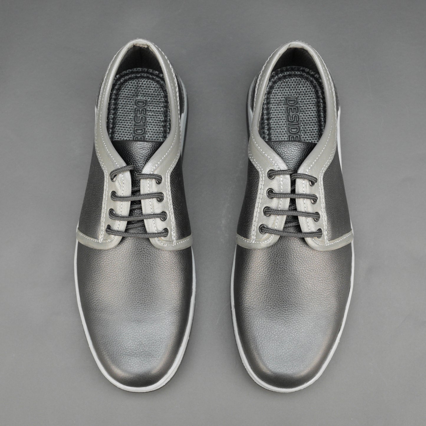 Grey Cow Chalsia leather shoes with breathable mesh lining and durable TPR sole. Perfect for everyday comfort and casual wear