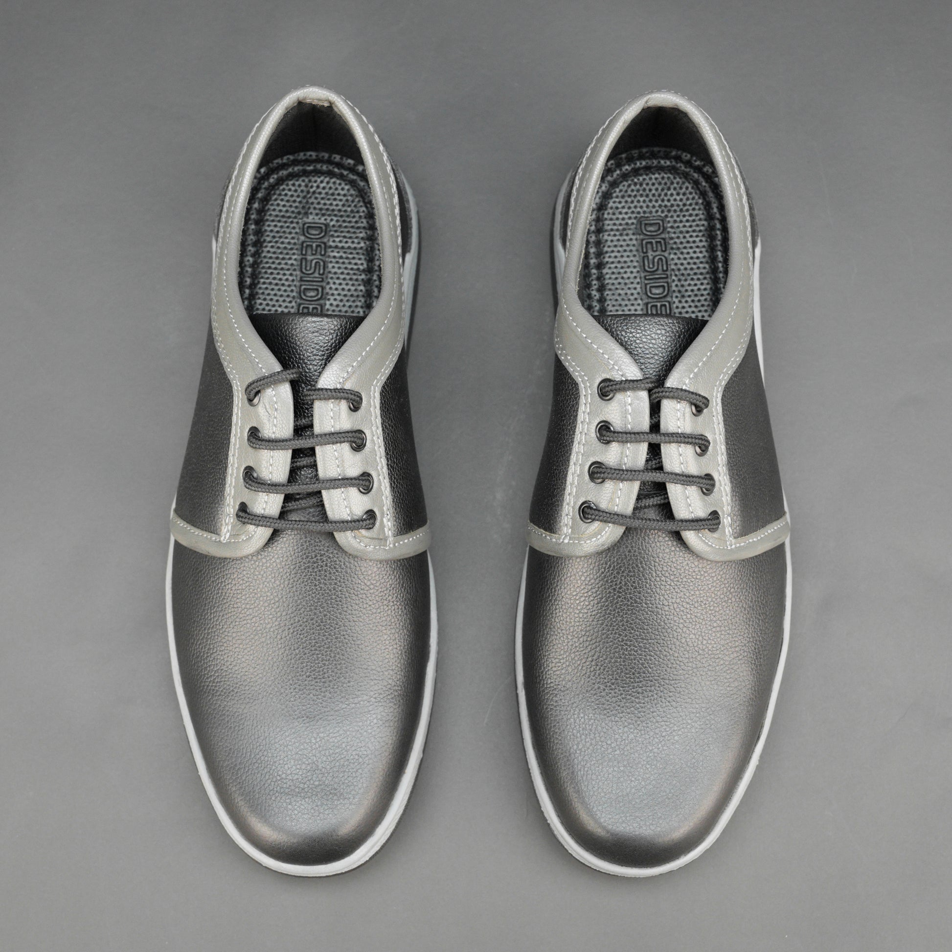 Grey Cow Chalsia leather shoes with breathable mesh lining and durable TPR sole. Perfect for everyday comfort and casual wear