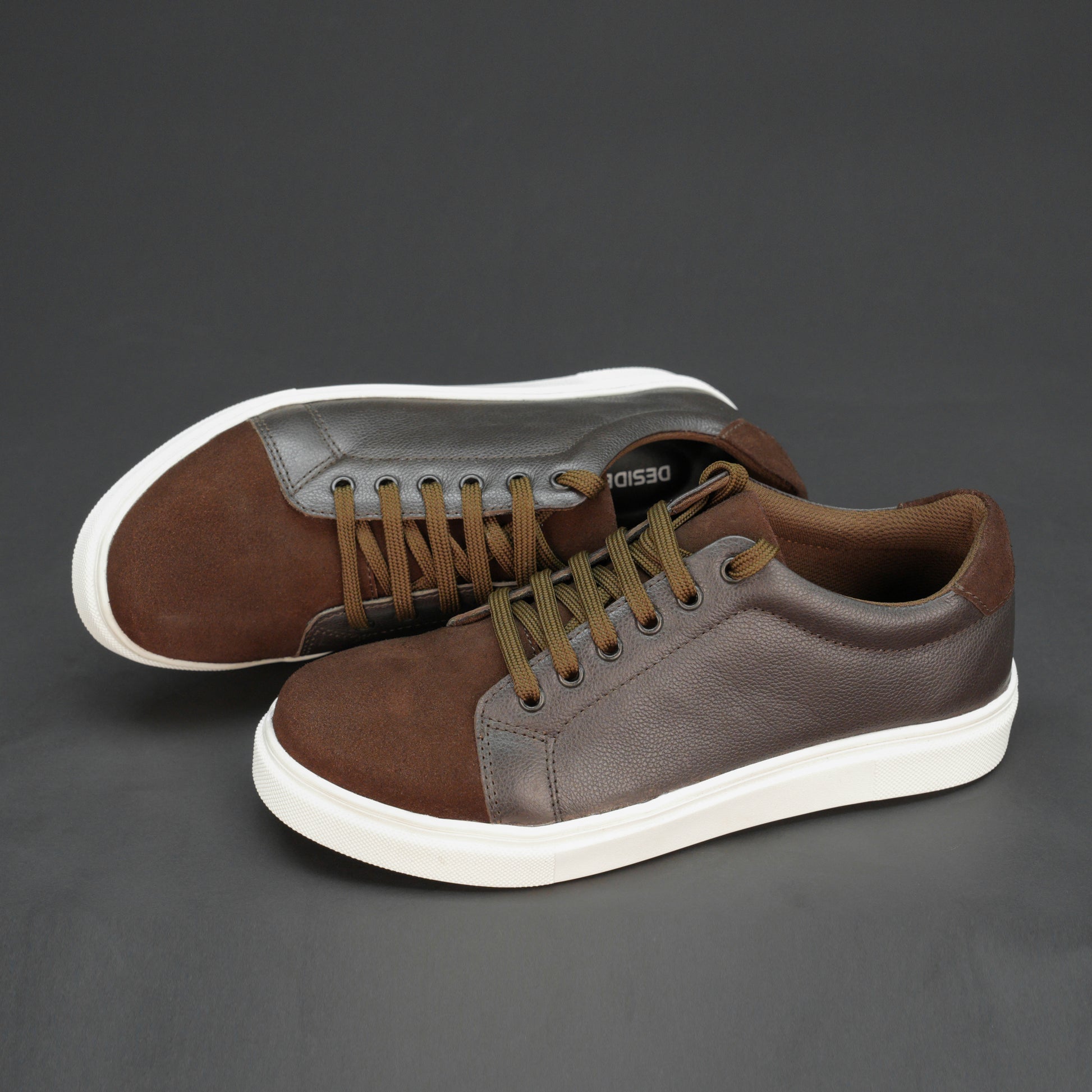 Brown shoe crafted from Cow Chalsia and Cow suede leather with mesh lining and durable TPR sole