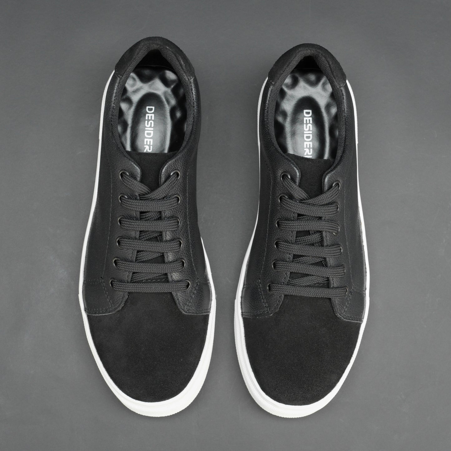 Black shoe made from Cow Chalsia and Cow suede leather with breathable mesh lining and flexible TPR sole