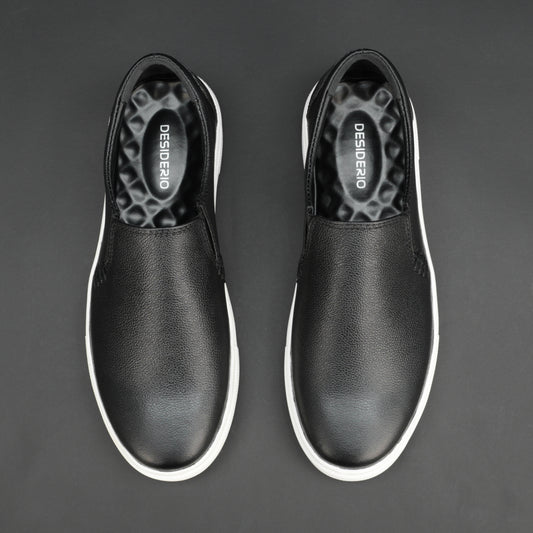 Black Cow Chalsia leather shoes with soft sheep leather lining, supportive insole, and durable TPR sole — stylish and comfortable for formal or casual wear