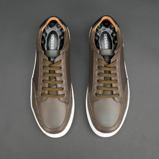 Brown smart casual boot made from printed Cow leather and Cow Baryout, featuring mesh lining and durable TPR sole