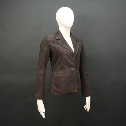 Dark brown goat leather coat with soft, durable material, two functional pockets, and versatile design for casual and formal wear