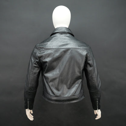 Mens Real Black Leather Zipper Jacket 4720-300