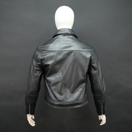 Mens Real Black Leather Zipper Jacket 4720-300