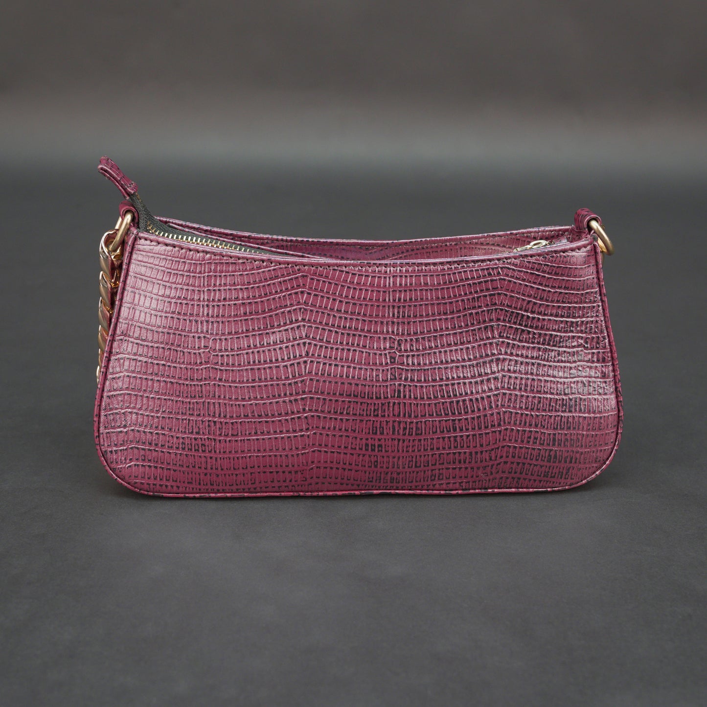 Real Leather Handbag With Gold Chain 934