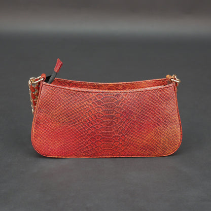 Real Leather Handbag With Gold Chain 934