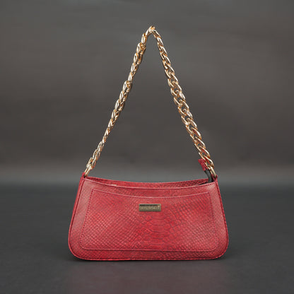 Real Leather Handbag With Gold Chain 934