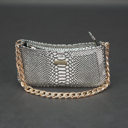 Real Leather Handbag With Gold Chain 934