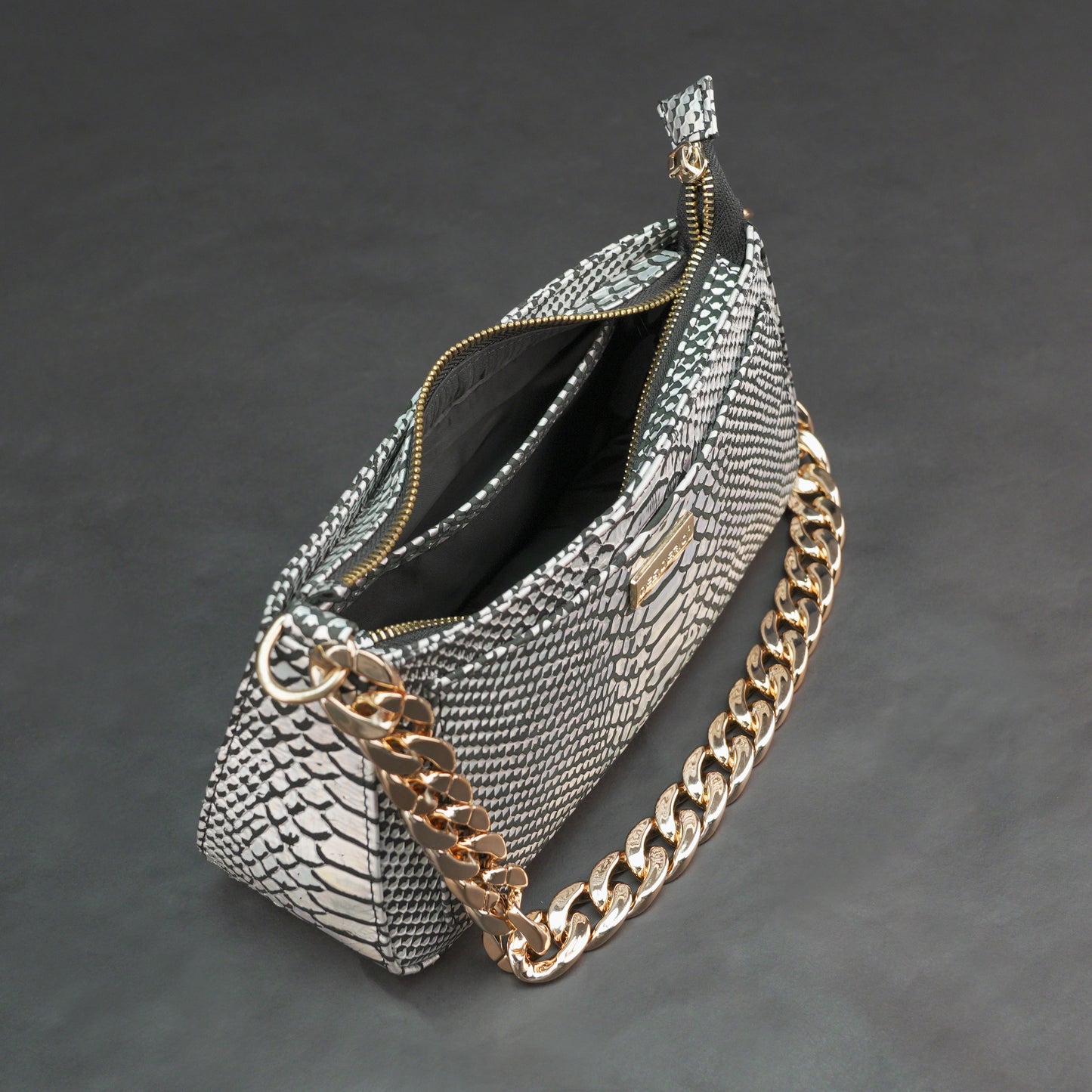 Real Leather Handbag With Gold Chain 934