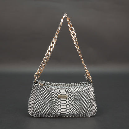 Real Leather Handbag With Gold Chain 934