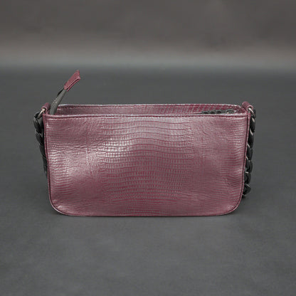 Real Leather Handbag With Metal Chain 932