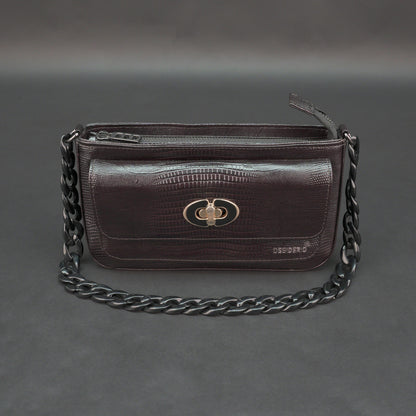 Real Leather Handbag With Metal Chain 932