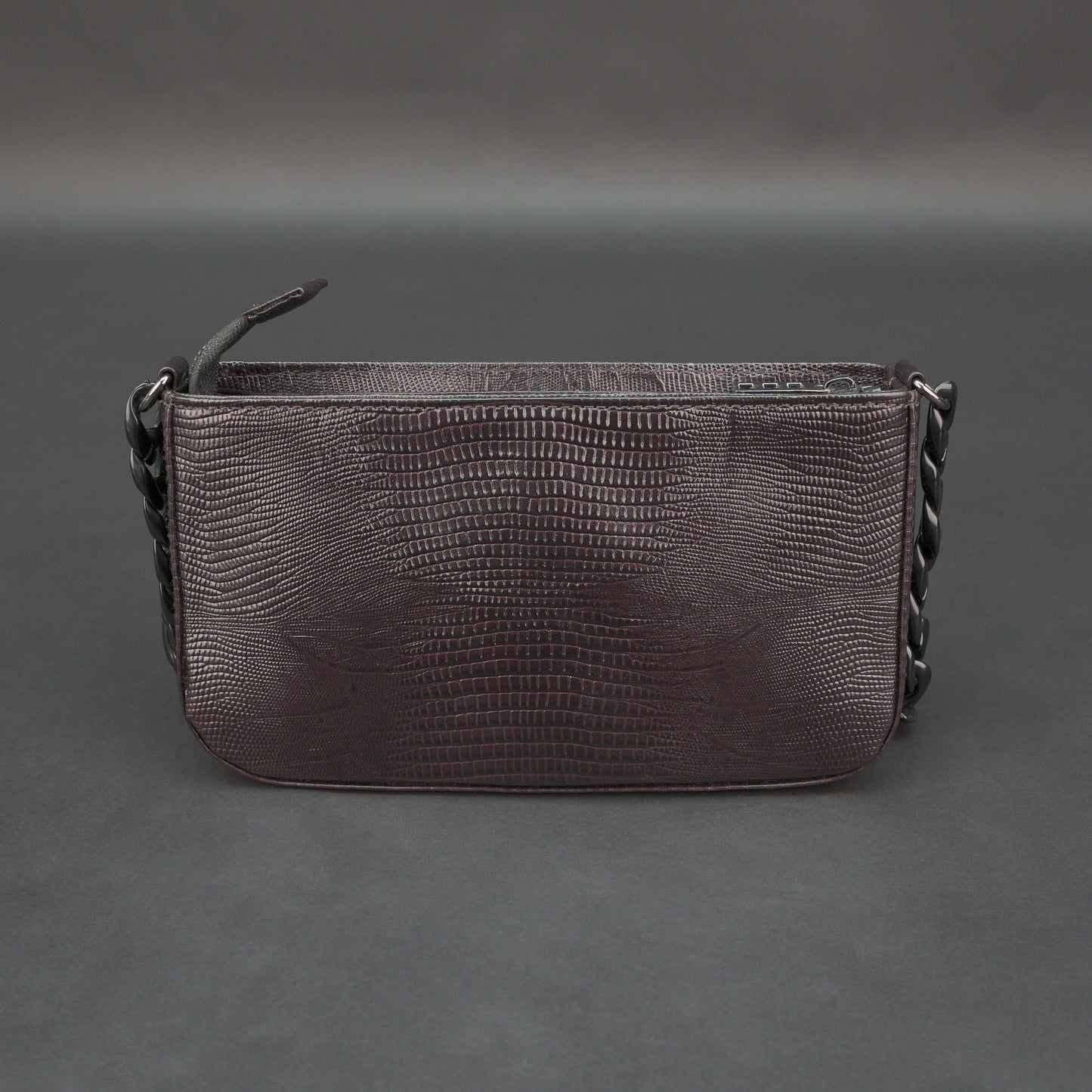 Real Leather Handbag With Metal Chain 932