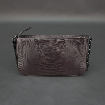 Real Leather Handbag With Metal Chain 932