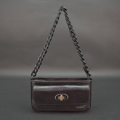 Real Leather Handbag With Metal Chain 932