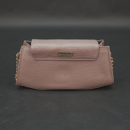 Real Leather Handbag With Brass Chain 933