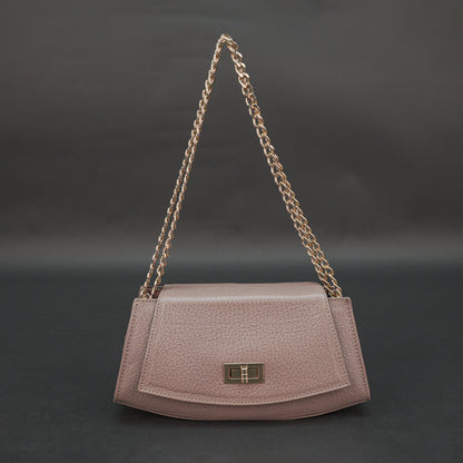 Real Leather Handbag With Brass Chain 933