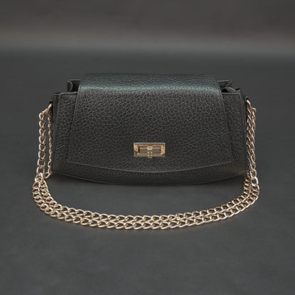 Real Leather Handbag With Brass Chain 933