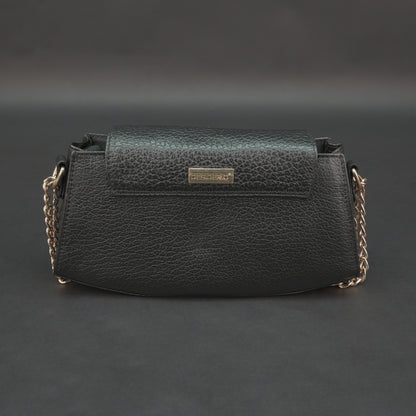 Real Leather Handbag With Brass Chain 933