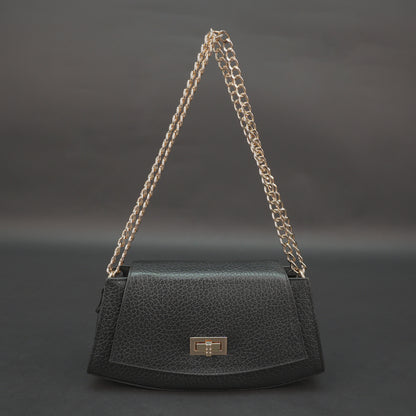 Real Leather Handbag With Brass Chain 933