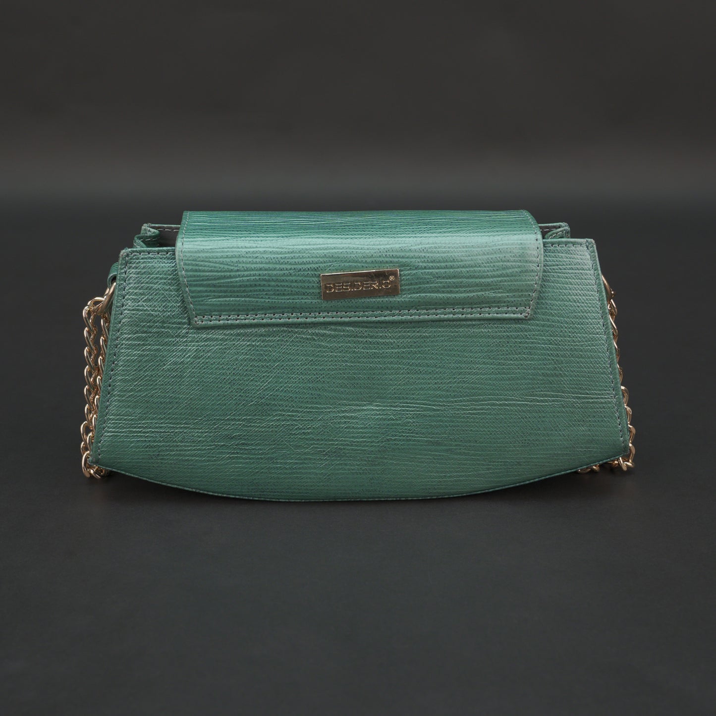 Real Leather Handbag With Brass Chain 933