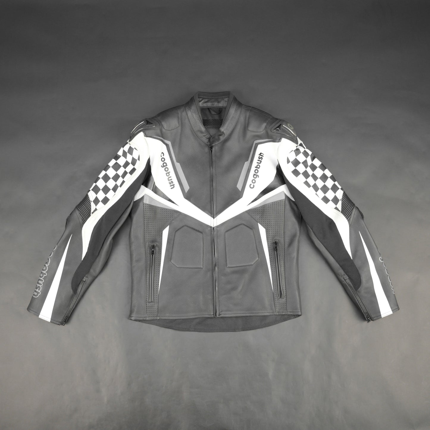 Cogobush Grey & White Checkered Racing Motorcycle Jacket with Armor Pockets
#Cogobush #MotorcycleJacket #RacingJacket #MotoJacket #SafetyGear