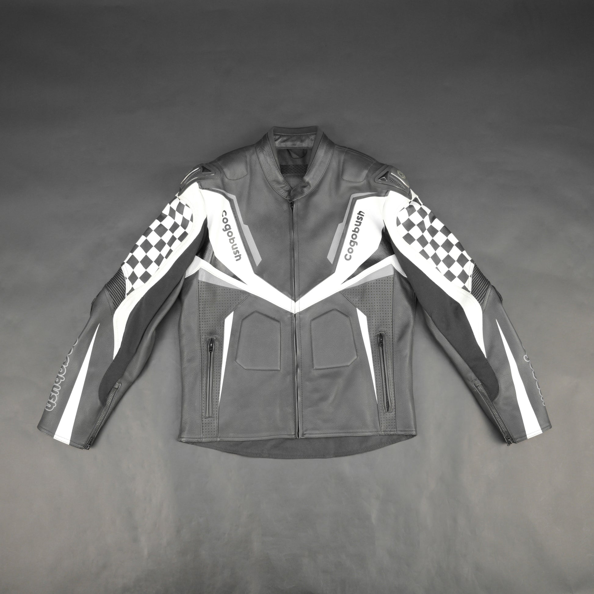 Cogobush Grey & White Checkered Racing Motorcycle Jacket with Armor Pockets
#Cogobush #MotorcycleJacket #RacingJacket #MotoJacket #SafetyGear