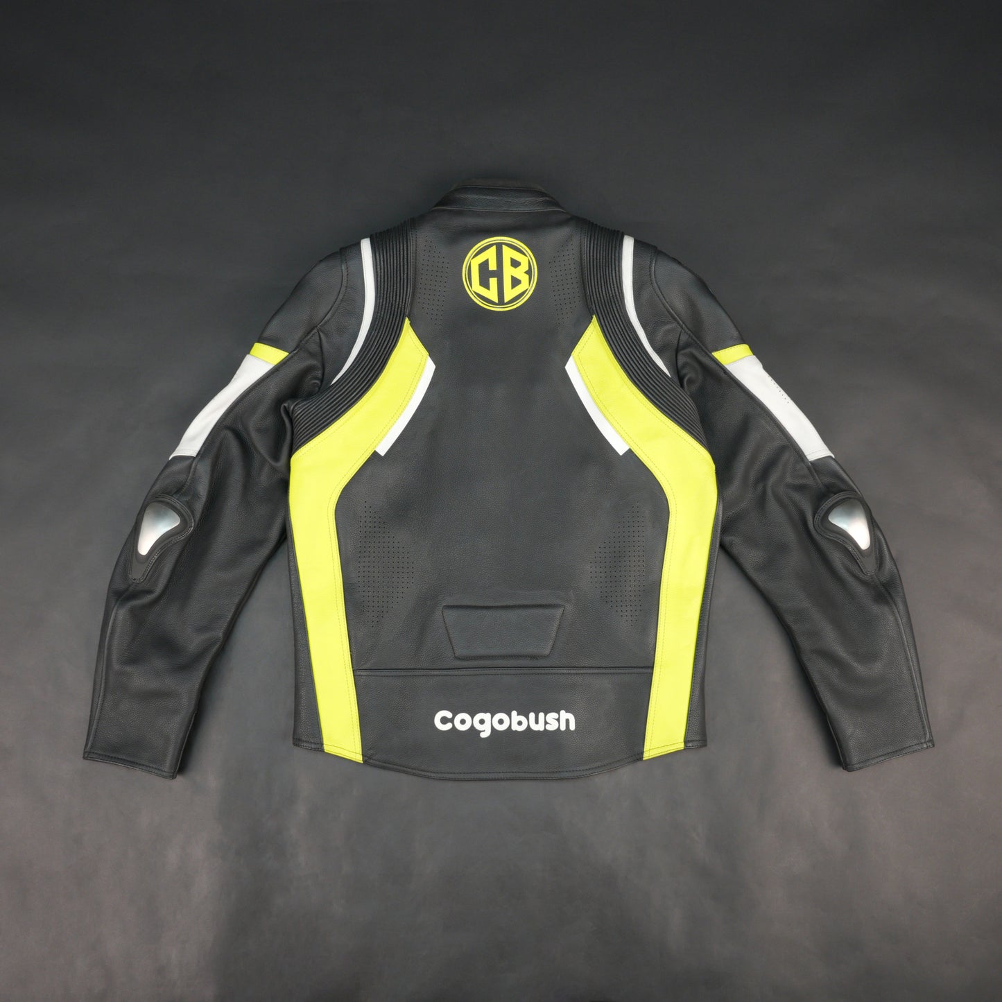 Cogobush CB Grey & Neon Yellow Leather Look Motorcycle Riding Jacket #Cogobush #MotorcycleJacket #RidingGear #MotoJacket #SafetyGear