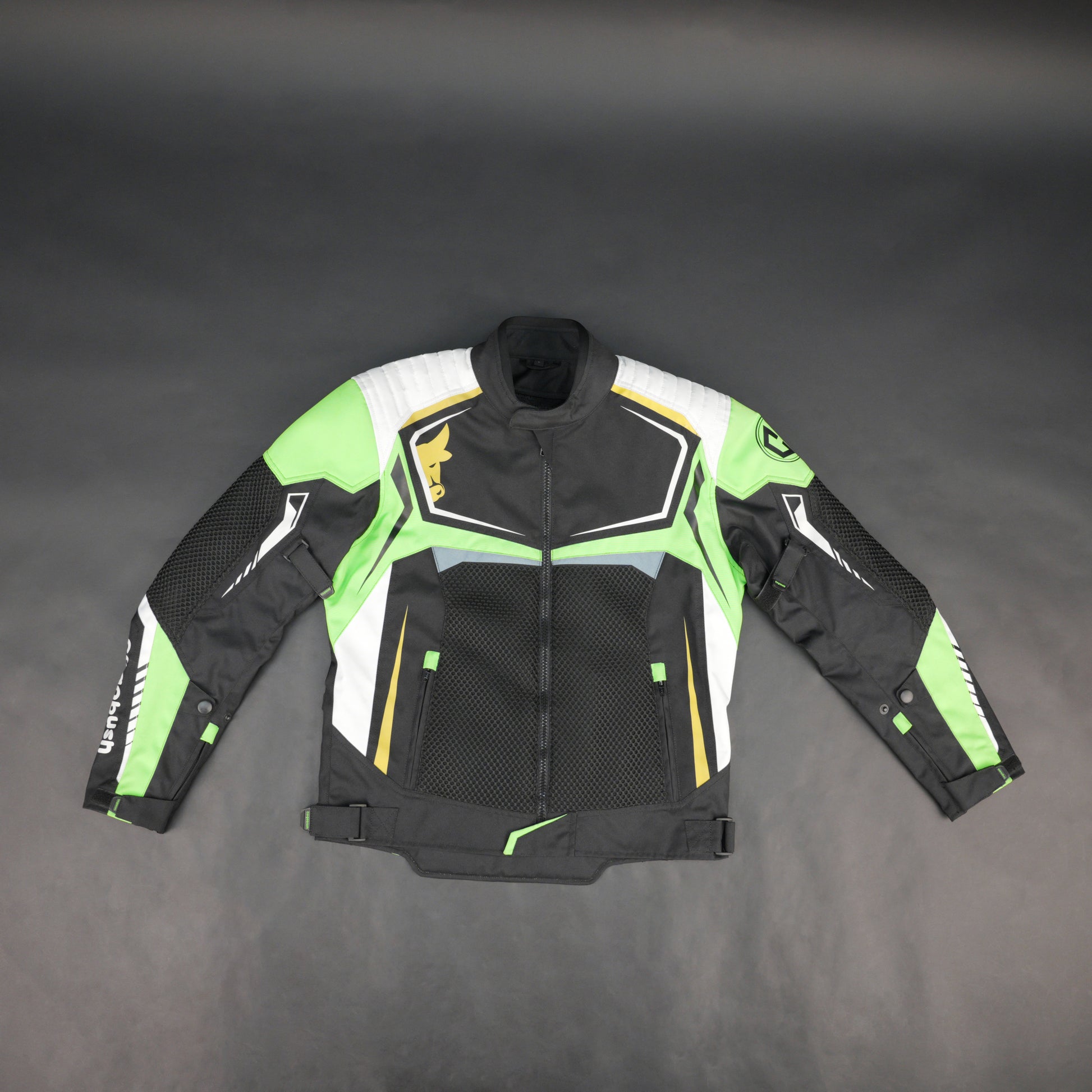 Cogobush Black & Neon Green Mesh Motorcycle Riding Jacket with CE Armor Pockets
#Cogobush #MotorcycleJacket #RidingGear #CEArmor #MotoJacket