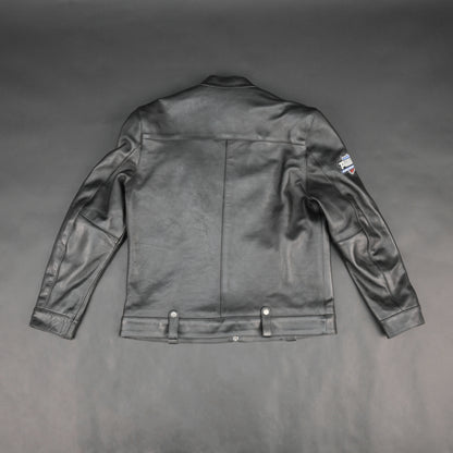 Cogobush Premium Black Real Leather Motorcycle Biker Jacket with Armor Pockets
