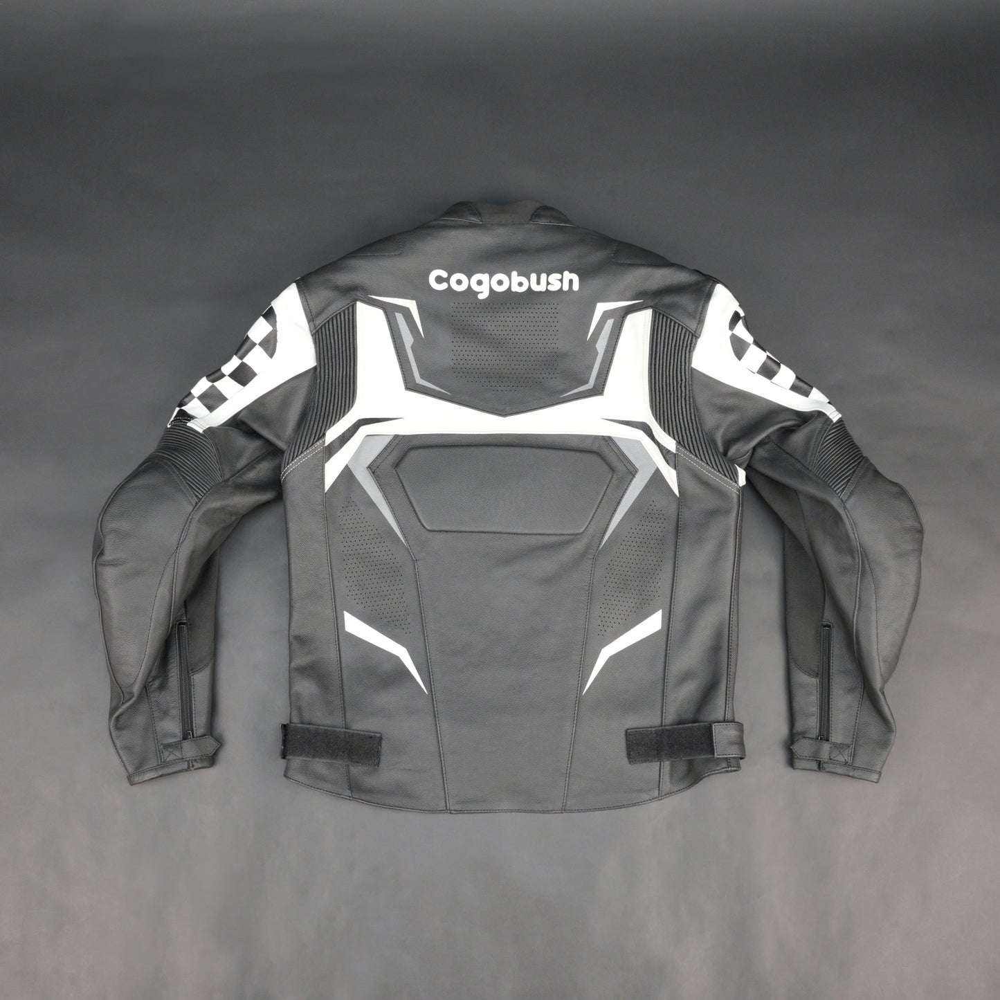 Cogobush Grey & White Checkered Racing Motorcycle Leather Jacket with Armor Pockets
#Cogobush #LeatherJacket #RacingJacket #MotorcycleGear #MotoJacket