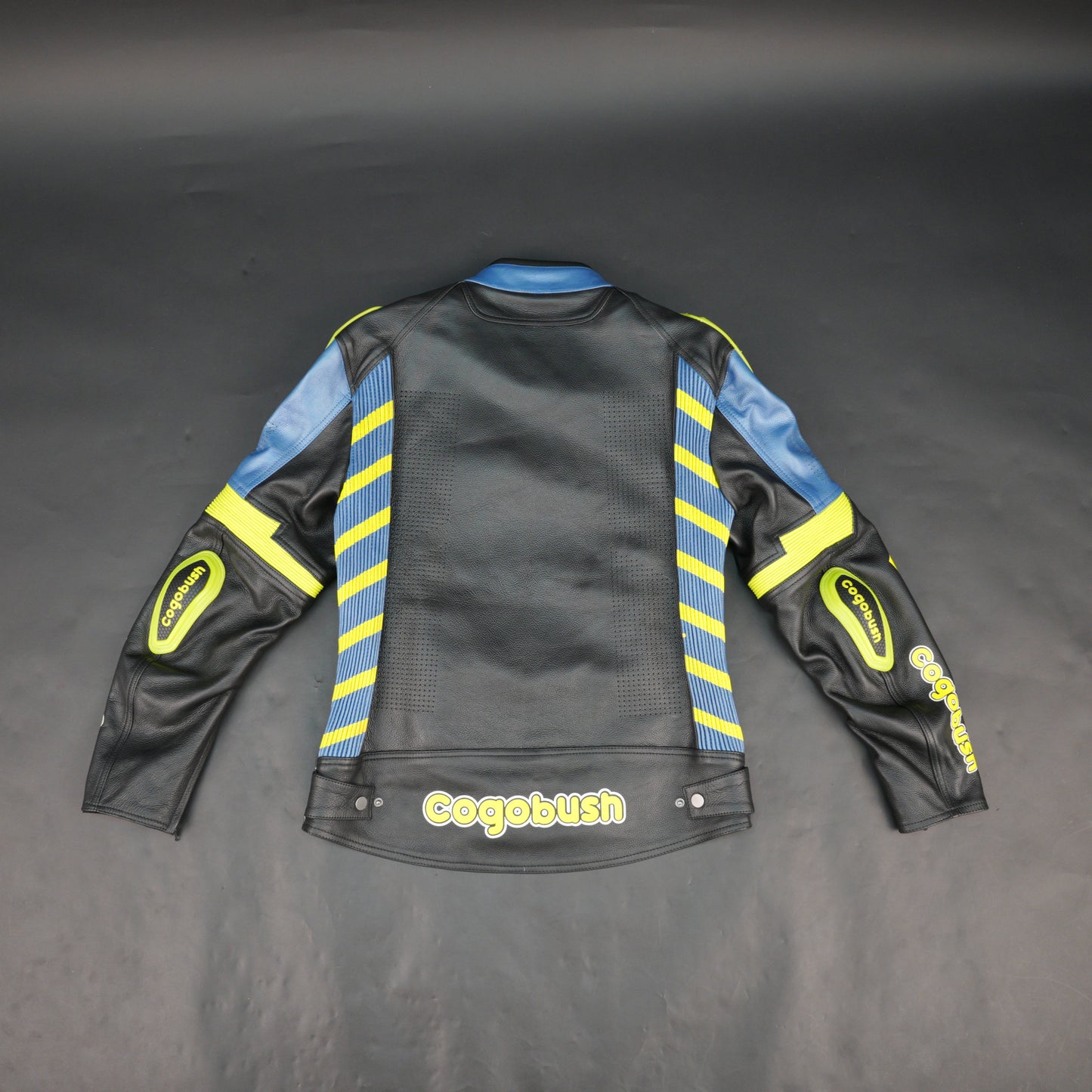 Cogobush Mens Blue Black Neon Yellow Bull Motorcycle Riding Jacket - Premium Perforated Leather Bike Jacket
#Desiderio #MotorcycleJacket #PerforatedLeatherJacket #MotorbikeGear #BikerJacket