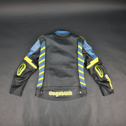 Cogobush Mens Blue Black Neon Yellow Bull Motorcycle Riding Jacket - Premium Perforated Leather Bike Jacket
#Desiderio #MotorcycleJacket #PerforatedLeatherJacket #MotorbikeGear #BikerJacket