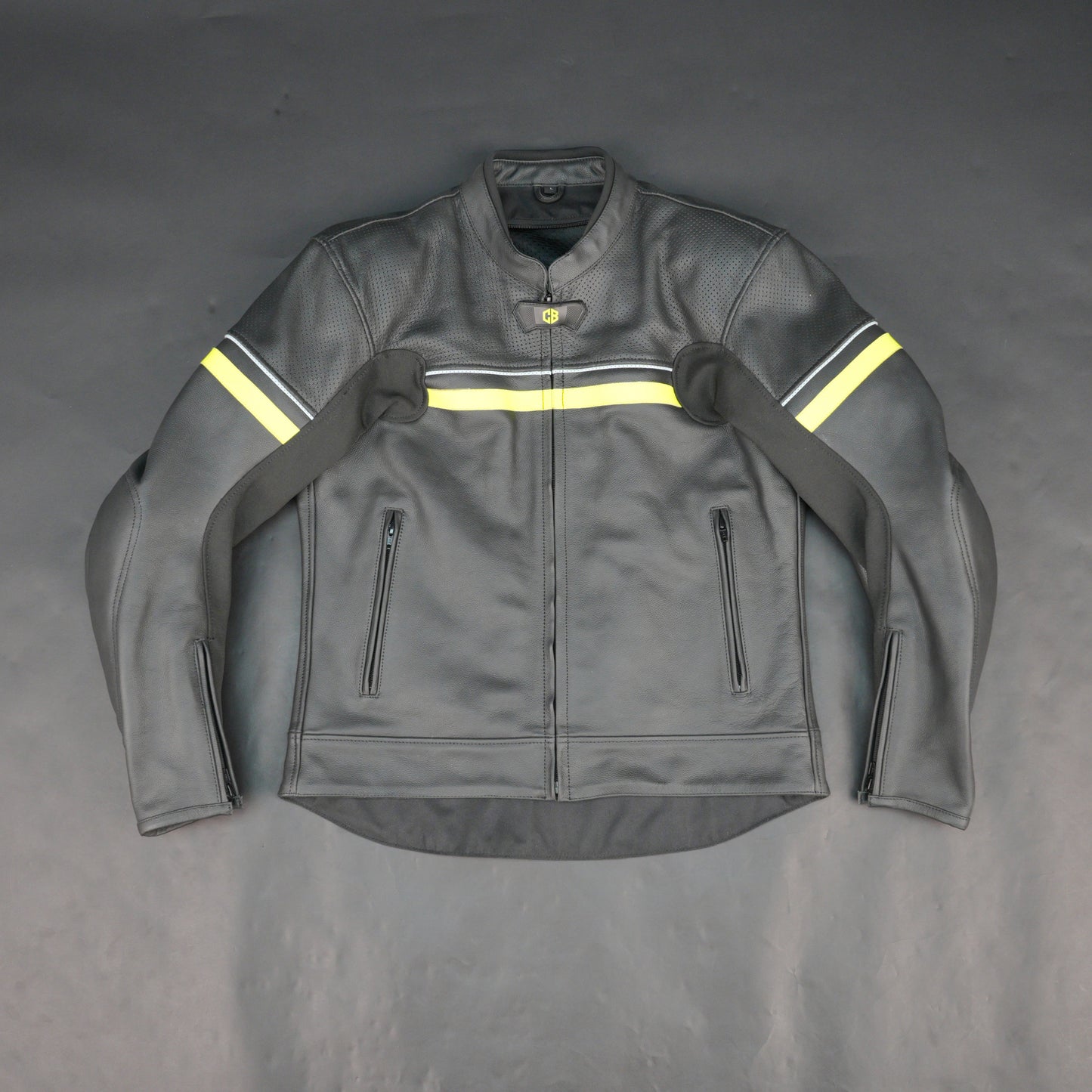 Mens Grey Leather Mesh Motorcycle Jacket with Yellow Reflective Strips - Premium Safety Riding Jacket
#Desiderio #MotorcycleJacket #MensLeatherJacket #SafetyRidingJacket #BikerGear #MotorbikeJacket #LeatherRidingJacket #PremiumLeather